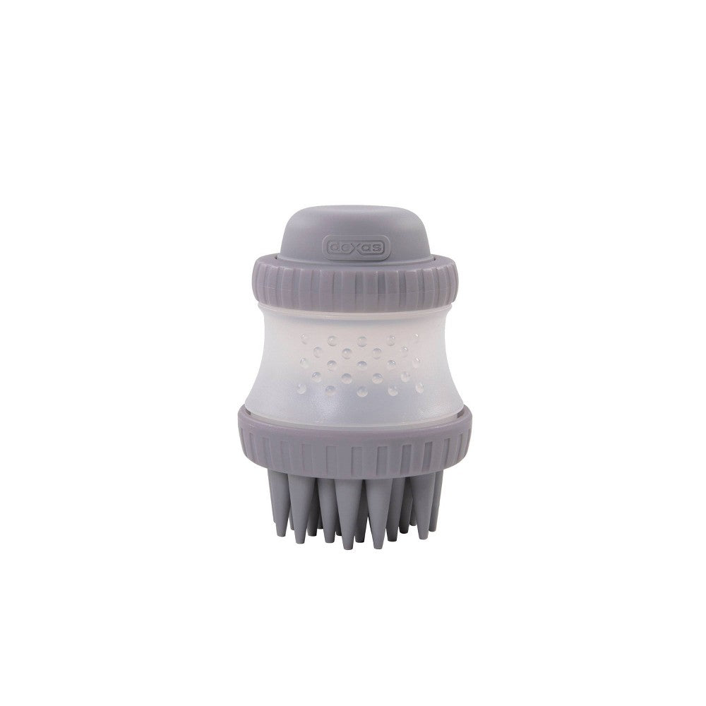 Dexas ScrubBuster Dog & Cat Grooming Brush - Gentle Silicone Bristles, Light Gray