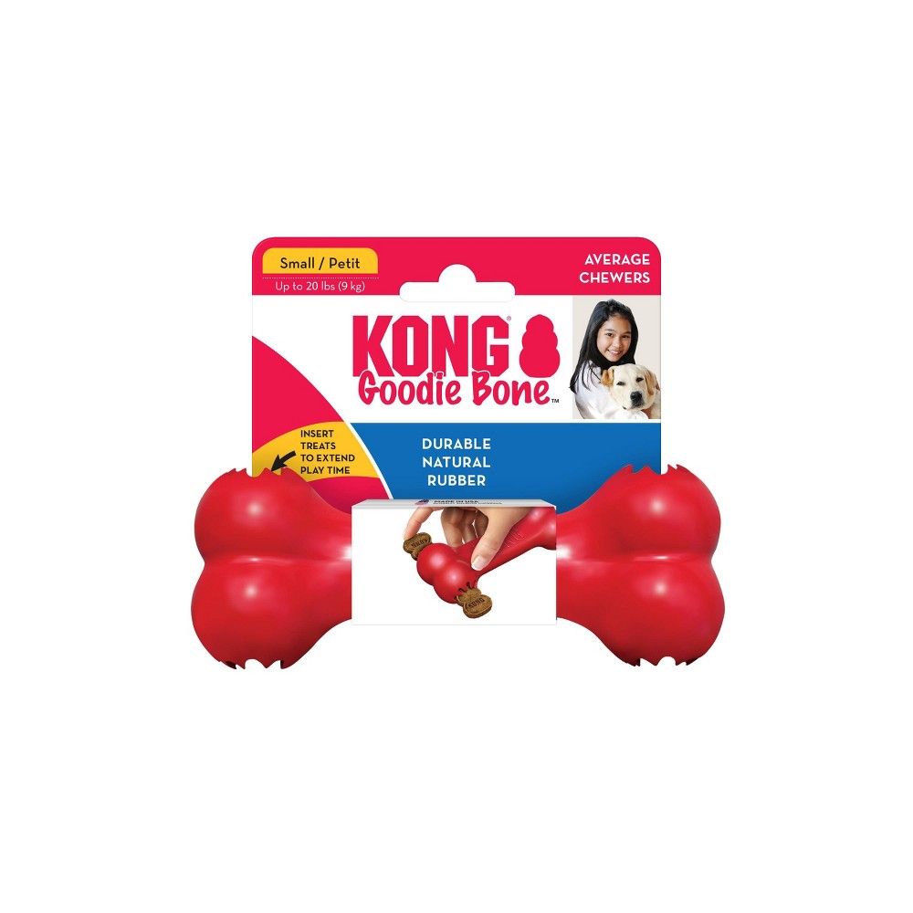 KONG Goodie Bone Dog Toy - Small - Durable Rubber Bone for Dogs - Treat Dispensing Chew Toy