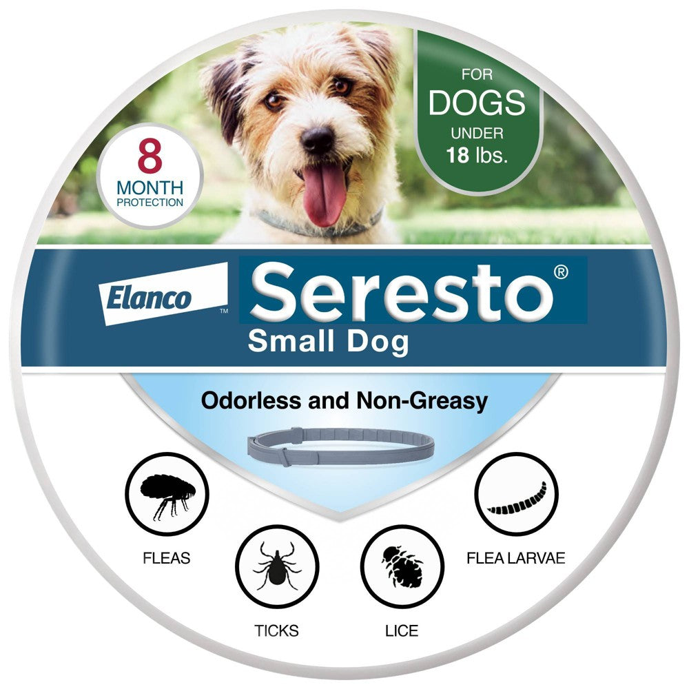 Seresto Small Dog Flea and Tick Collar, 8-Month Protection, Under 18 lbs