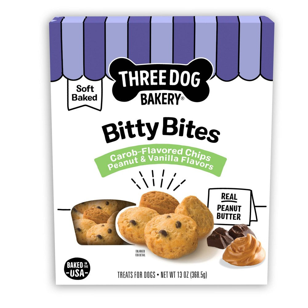 Three Dog Bakery Bitty Bites Carob Chip Peanut Butter and...