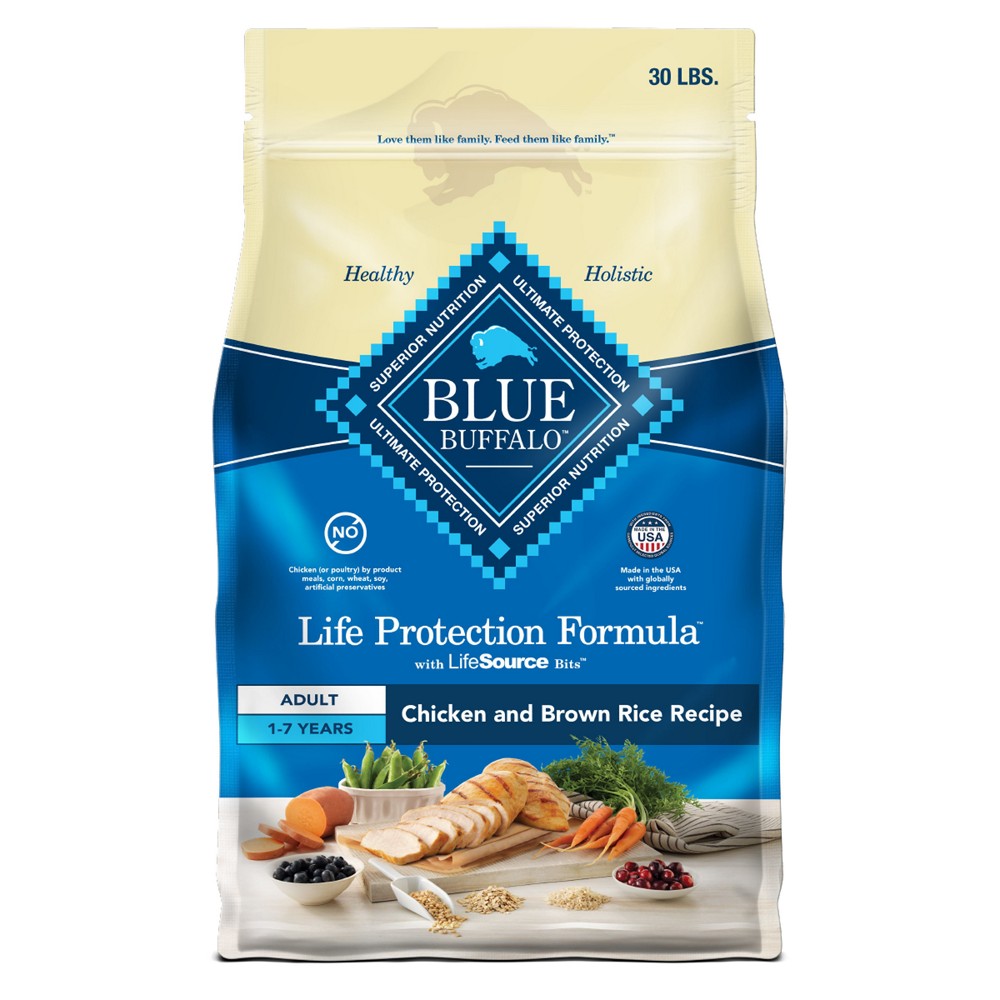 Blue Buffalo Life Protection Formula Adult Dry Dog Food, Chicken & Brown Rice, 30 lb Bag