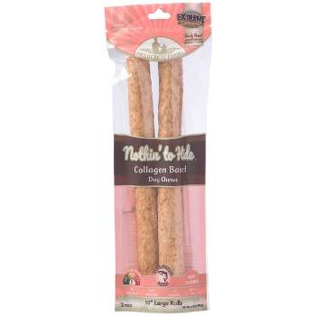 Nothin' to Hide Large Roll 10" Salmon Dog Chew 2-Pack - Rawhide Alternative Collagen Rolls