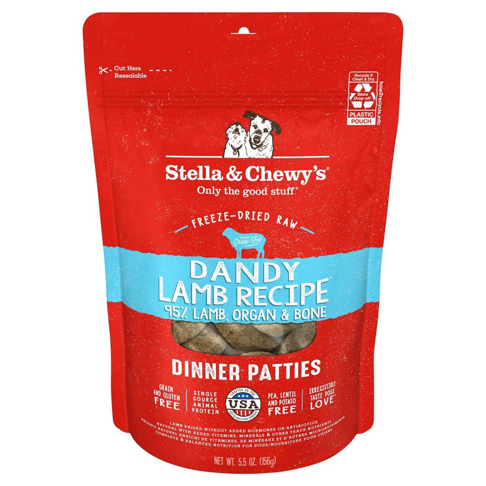 Stella & Chewy's Dandy Lamb Dinner Freeze-Dried Raw Dog Food Patties, 5.5 oz