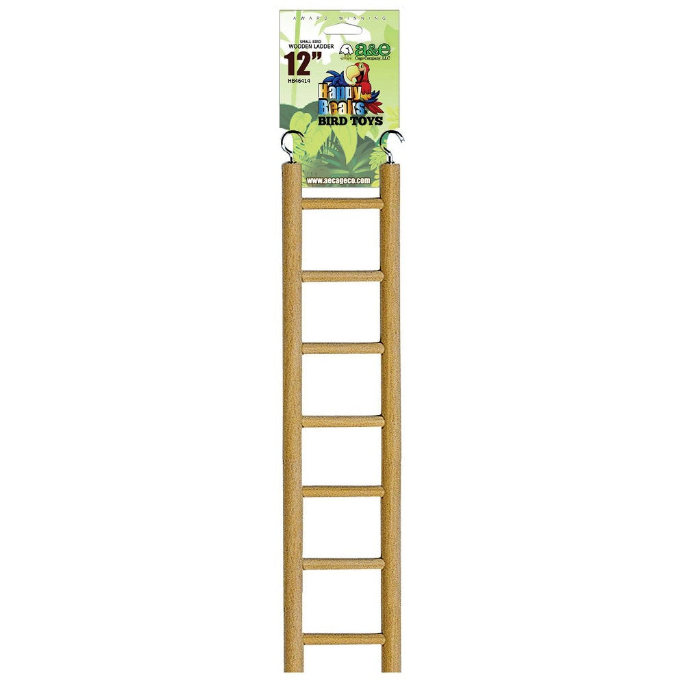 A&E Cage Co. Happy Beaks Small Bird Ladder - 12" Wooden Hanging Toy with 7 Rungs