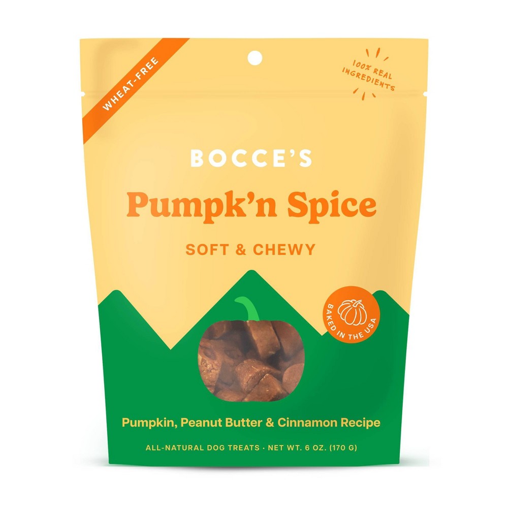 Bocce's Bakery Pumpk'n Spice Soft & Chewy Dog Treats, 6 oz - Pumpkin, Peanut Butter & Cinnamon Flavor