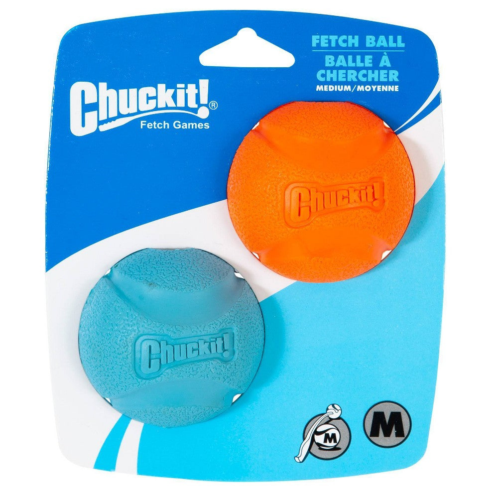Chuckit! Fetch Ball - Medium - Durable Rubber Dog Toy - Fits Launcher - 2 Pack