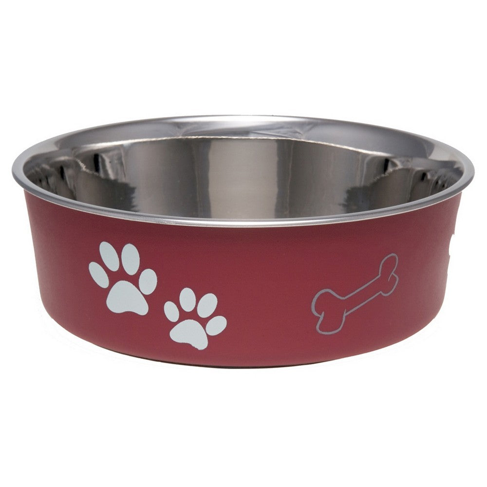 Loving Pets Bella Bowl - Large, Merlot - Stainless Steel Pet Bowl