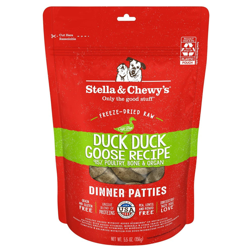 Stella & Chewy's Freeze-Dried Raw Duck Duck Goose Dinner Patties Dog Food, 5.5 oz