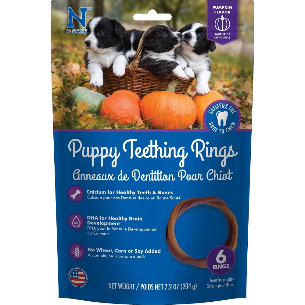 N-Bone Puppy Teething Rings - Pumpkin Flavor - 6 Count - 7.2 oz Total (Dog Treats for Teething Puppies)