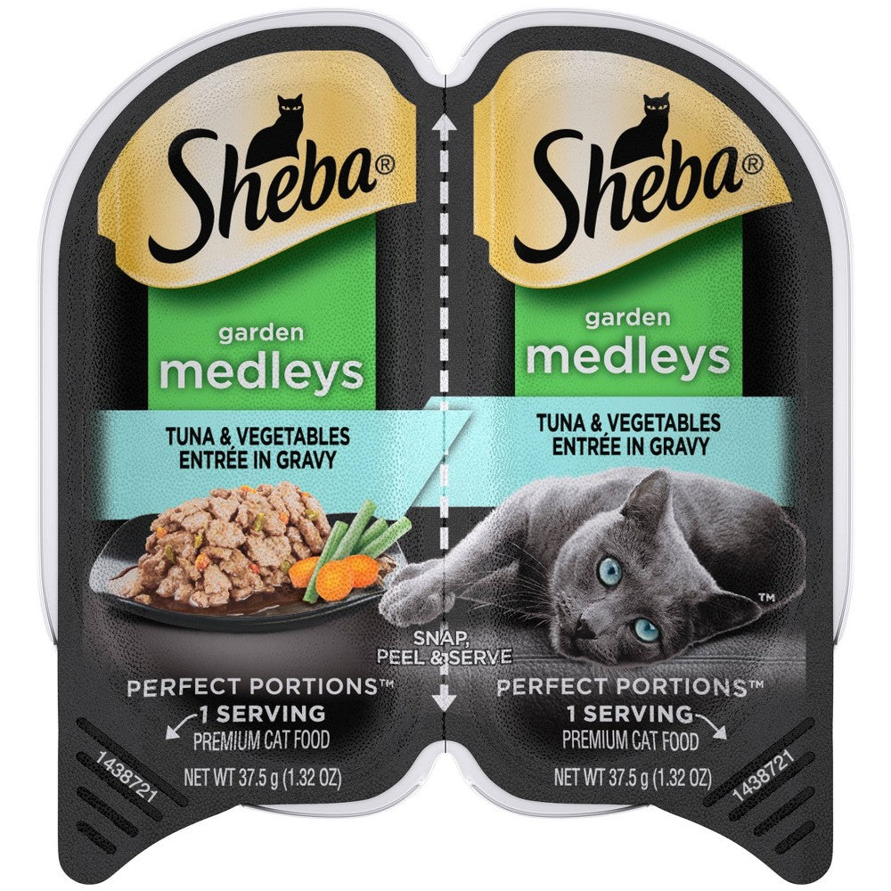 Sheba Perfect Portions Garden Medleys Tuna & Vegetables Entree Grain-Free Wet Cat Food, 2.6 oz (24 Trays)