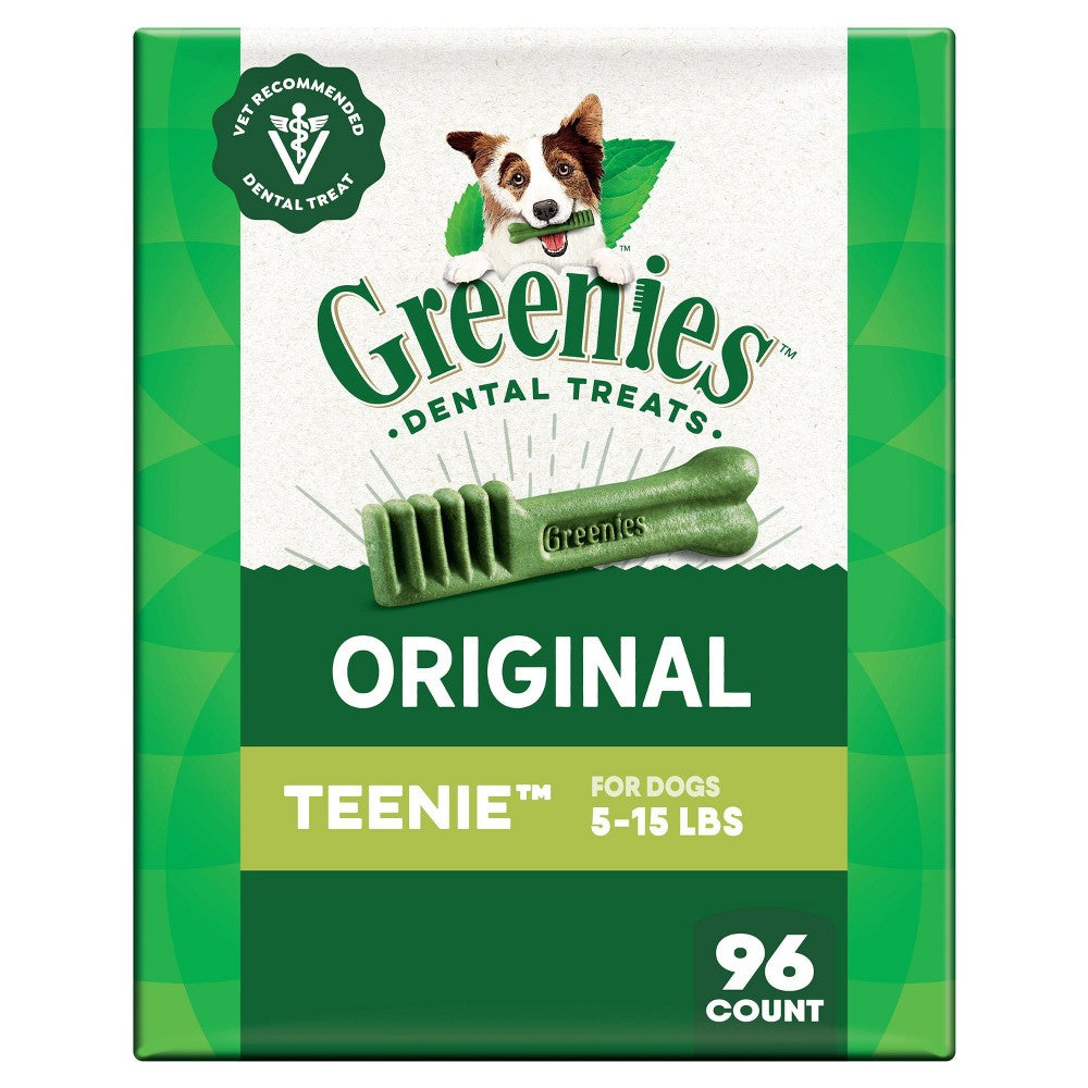 Greenies Teenie Dog Dental Treats, Original Flavor, 27oz (96 Count) - For Small Dogs
