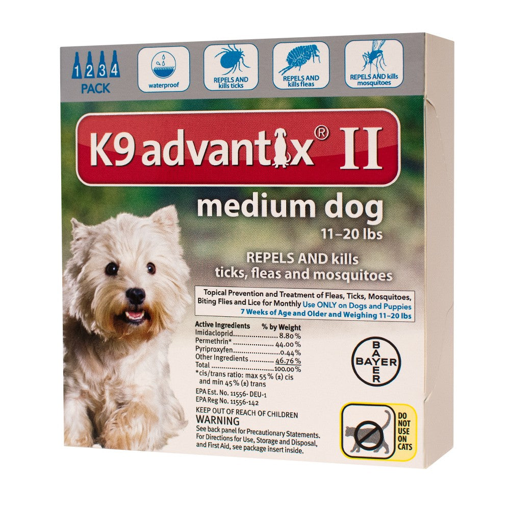 K9 Advantix II Medium Dog Flea, Tick & Mosquito Treatment (11-20 lbs) - 4 Month Supply