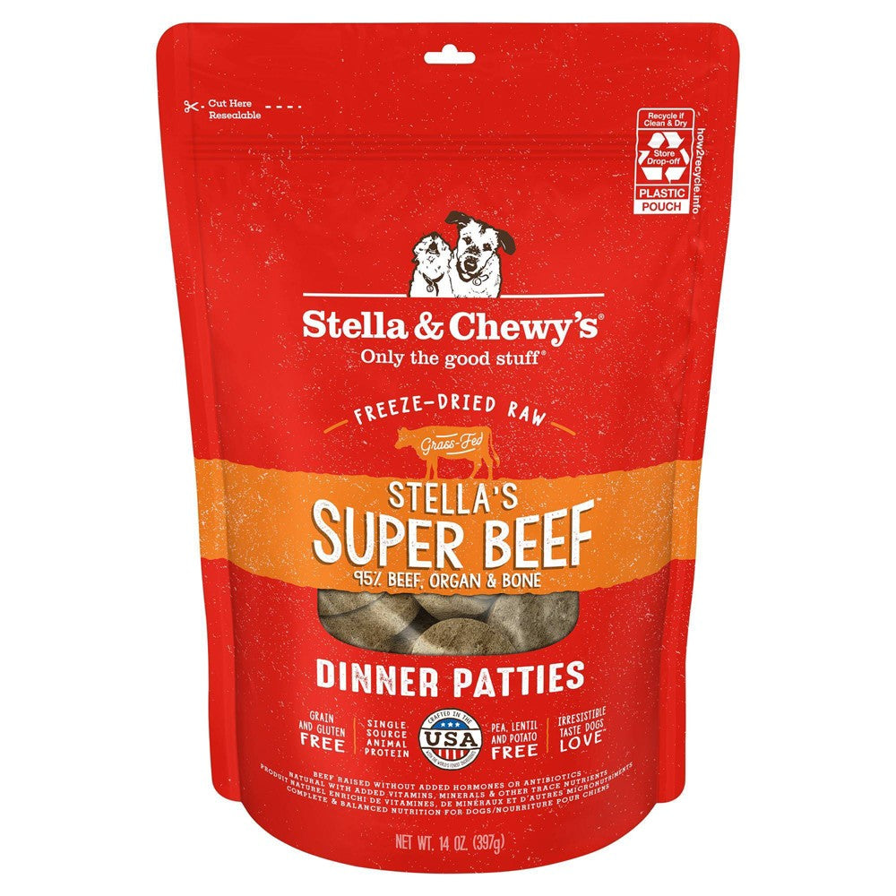 Stella & Chewy's Super Beef Freeze-Dried Dinner Patties Dog Food, 14 oz