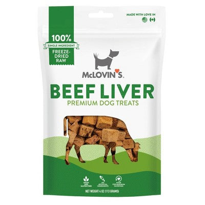 McLovin's Freeze Dried Beef Liver Dog Treats, 4 oz - Premium, All Natural, Single Ingredient