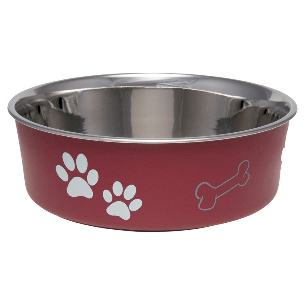 Loving Pets Bella Bowl - Extra Large, Merlot - 72 oz Stainless Steel Dog/Cat Bowl
