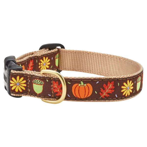 Up Country Harvest Time Dog Collar - Fall Pattern, Small, Adjustable, USA Made
