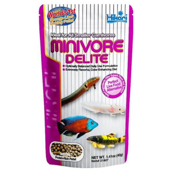 Hikari Minivore Delite Sinking Pellets - 1.41 oz (40g) - Carnivorous Fish Food