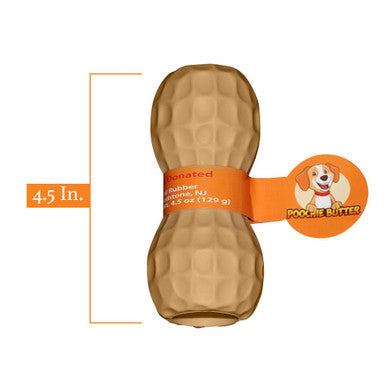 Poochie Butter Peanut Dog Toy - Fillable Natural Rubber Chew Toy for Dogs (Medium)