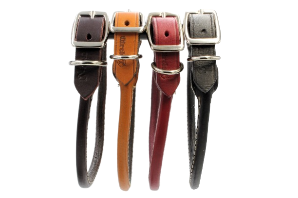 Circle T Oak Tanned Leather Round Dog Collar, Red, 1" x 24"