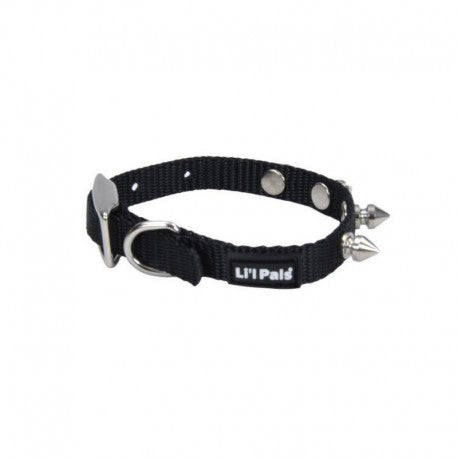 Li'l Pals Spiked Nylon Dog Collar, Black, 3/8" x 6"-8" Puppy/Small Dog Collar