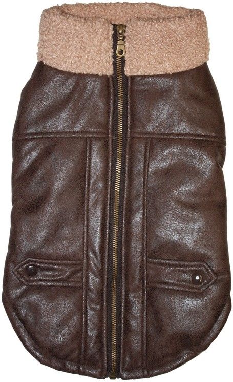Fashion Pet Brown Bomber Dog Jacket - Medium