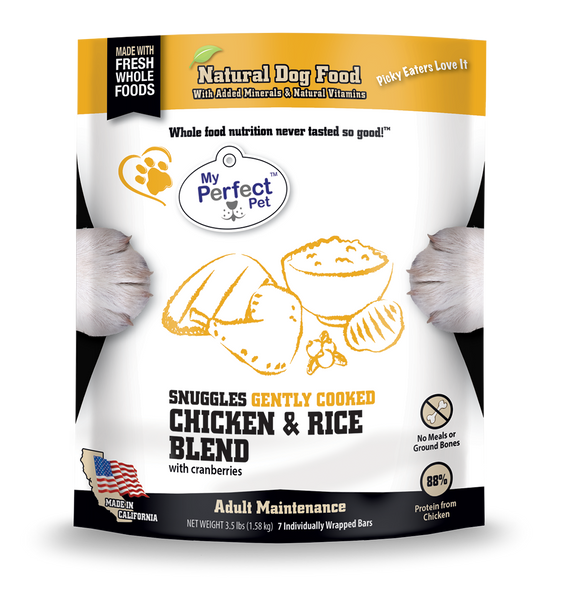 My Perfect Pet Snuggles Chicken & Rice Blend Gently Cooked Frozen Dog Food, 3.5 lb or 15 lb