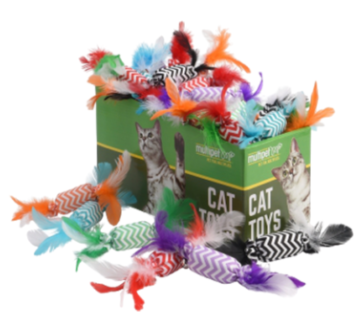 Multipet Candy Crackle Cat Toy with Feathers - Assorted Colors, Catnip, Crackling Sound