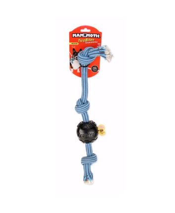 Mammoth TireBiter Ball with 3 Knot Tug Rope - Treat Station Dog Toy, 20 inch