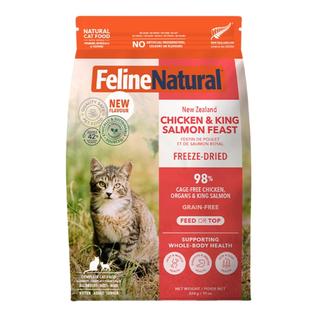 11 oz Freeze-Dried Grain Free   Zealand Chicken & King Salmon Feast Cat Food