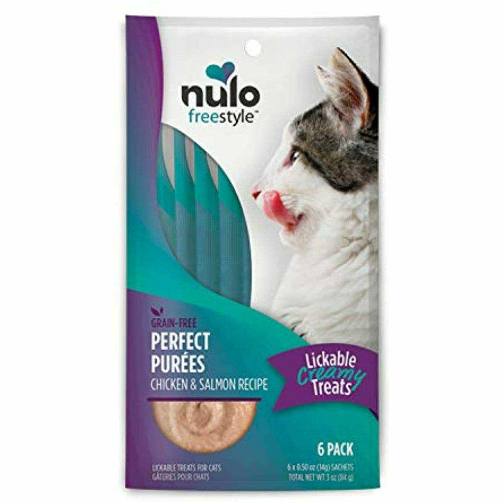 Nulo Freestyle Grain Free Perfect Purees Cat Treats - Chicken & Salmon, 0.5 oz Pouches, 6-Pack