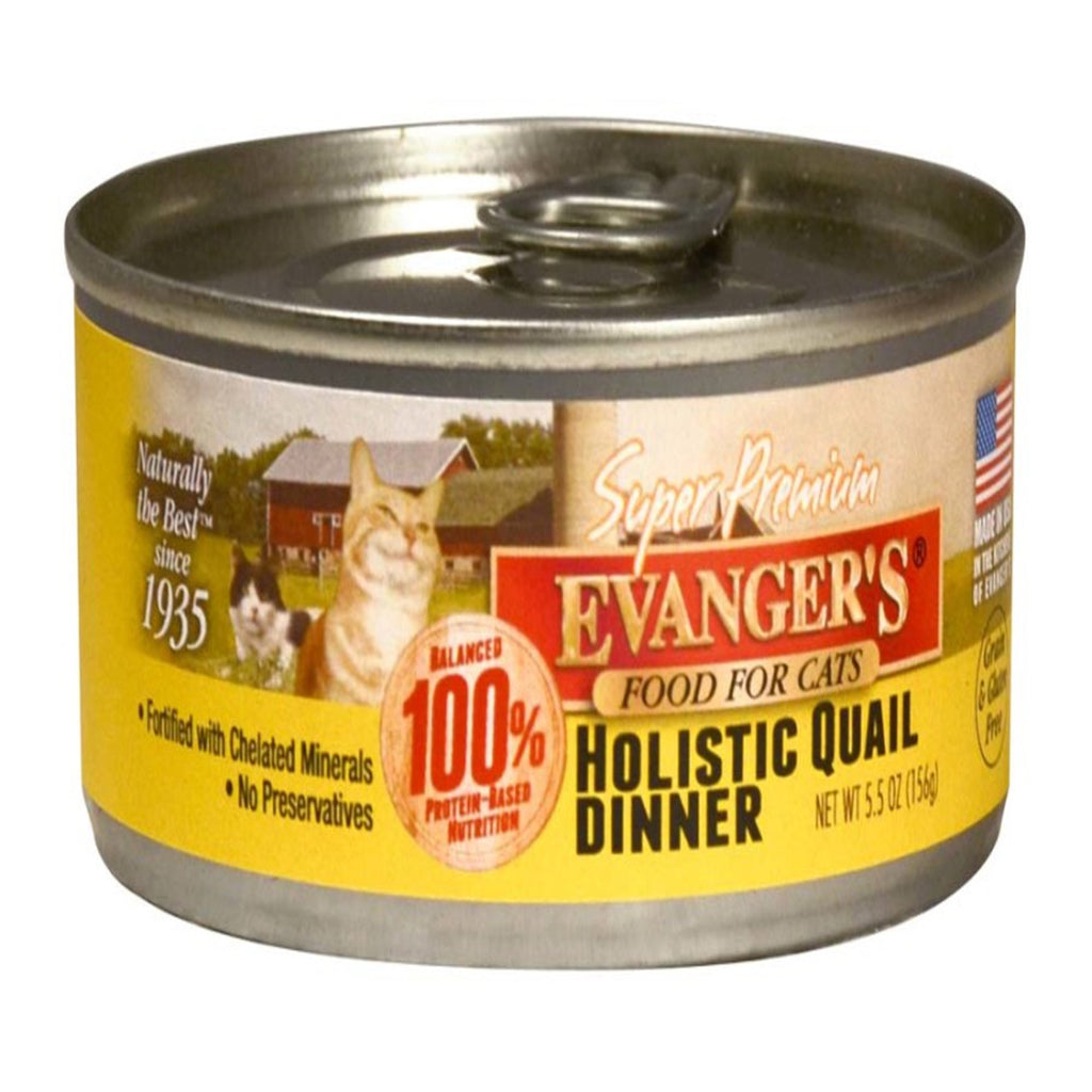 Evanger's Super Premium Holistic Quail Dinner Canned Wet Cat Food, 5.5 oz Can (Single)