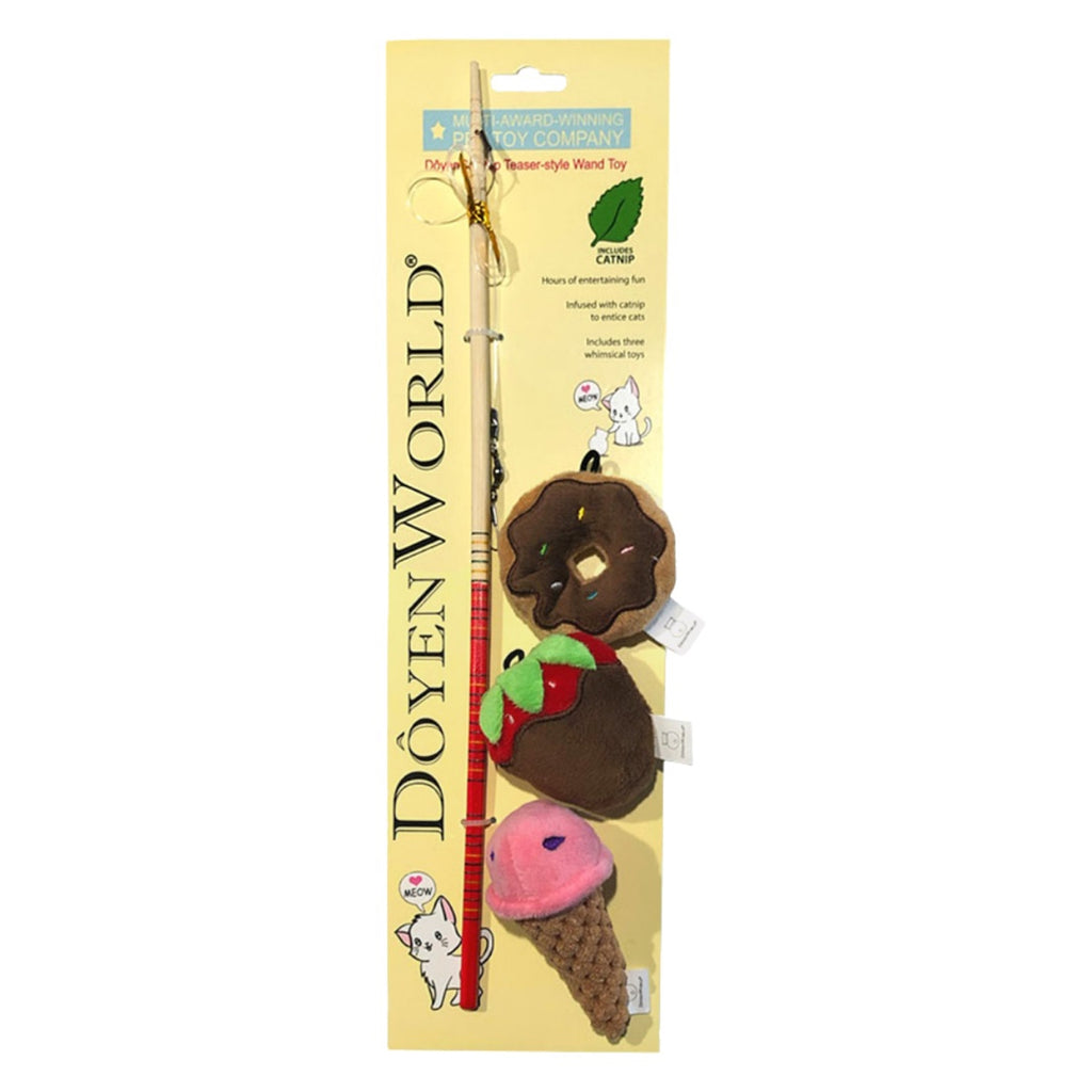 Doyen Cat Wand Sweet Set - Interactive Cat Toy with Catnip & Food-Themed Lures