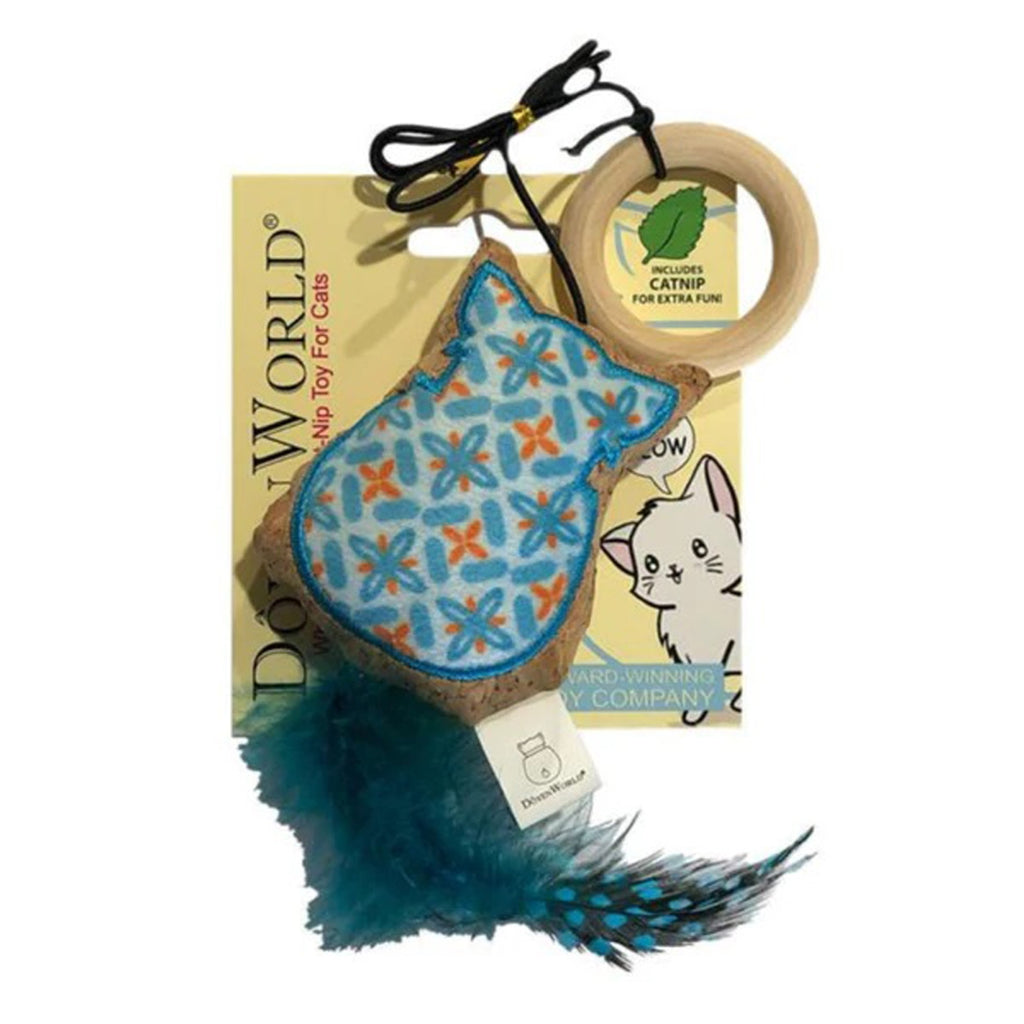 Doyen Ring Feather Cat Toy - Blue Interactive Wandless Cat Toy