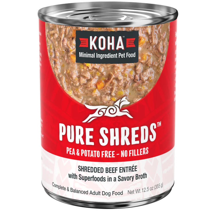 Koha Pure Shreds Beef Entree Wet Dog Food, 12.5 oz Can