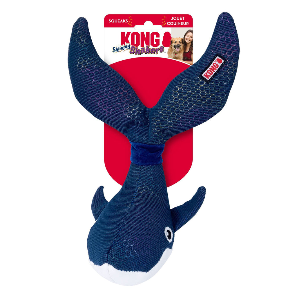 Kong Shakers Shimmy Whale Dog Toy - Medium Plush Squeaky Dog Toy