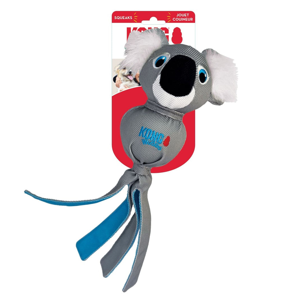 Kong Wubba Zoo Koala Dog Toy - Large Squeaky Plush Animal for Fetch & Play
