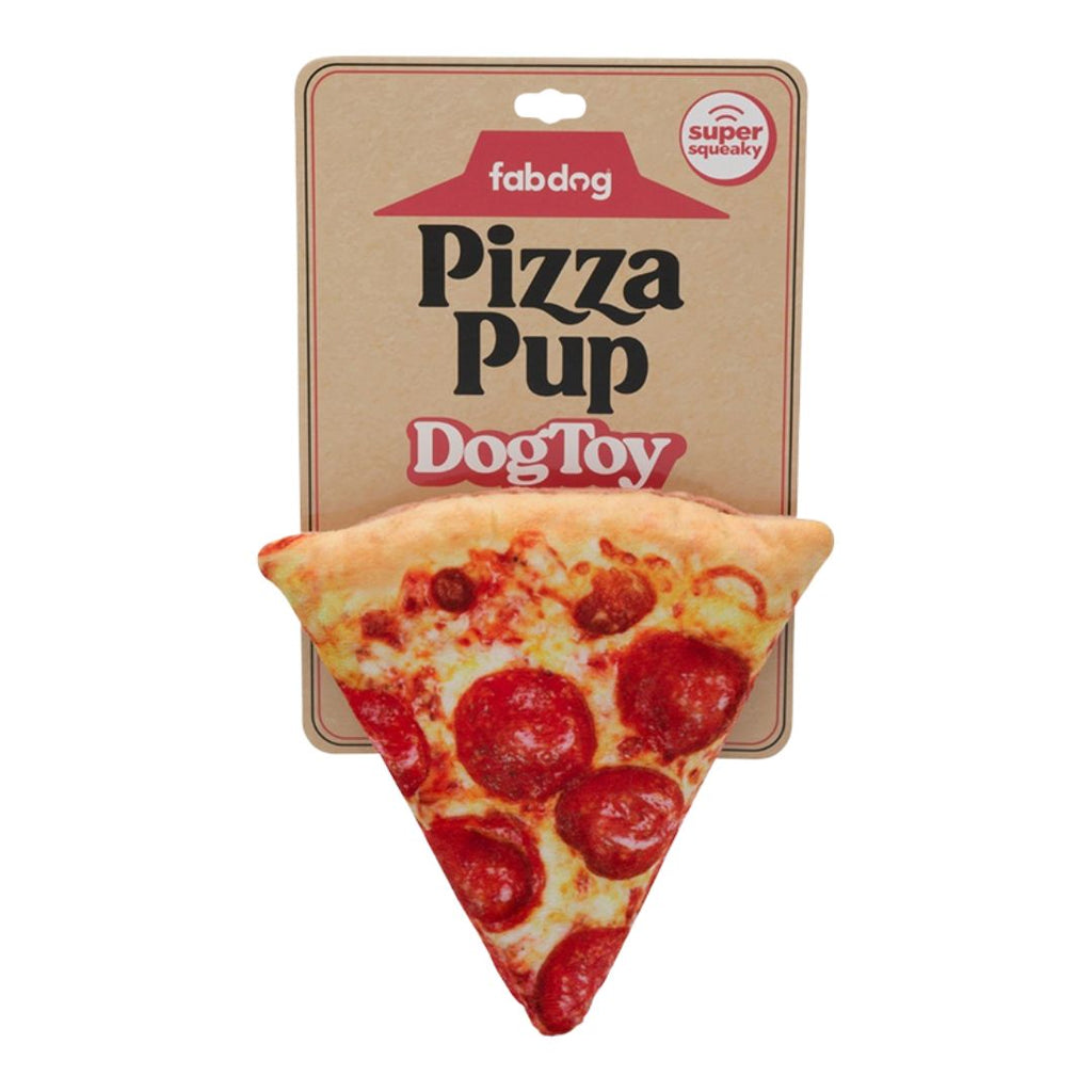Fab Dog Pizza Pup Slice Dog Toy - Squeaky Plush Pizza Toy for Dogs
