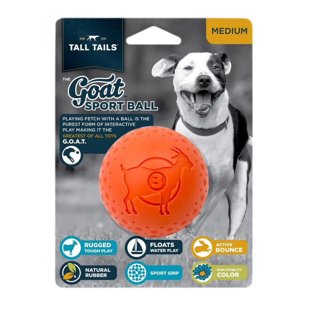 Tall Tails Goat Ball Dog Toy - 3 inch Orange Sport Ball