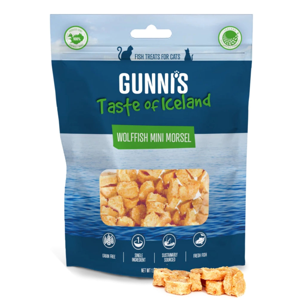 Gunni's Wolffish Mini Morsel Cat Treats - 1.5 oz - Crunchy Single Ingredient Fish