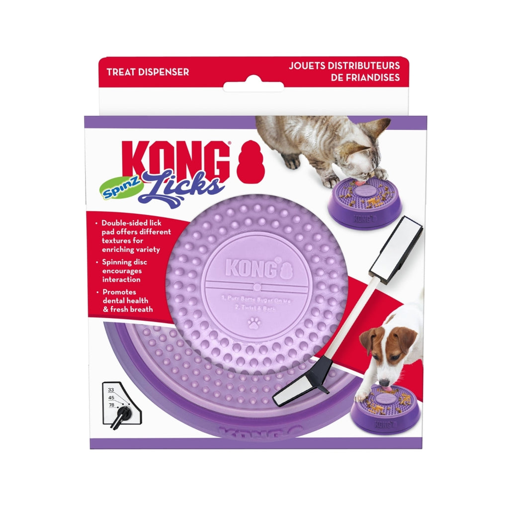 KONG Licks Spinz Small Dog Treat Dispenser - Rotating Textured Food Pad with Non-Skid Base