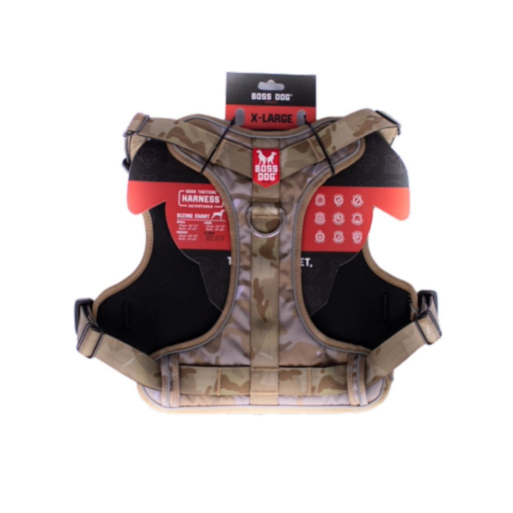 Boss Dog Tactical Harness - Tan Camo - Extra Large (XL) Dog Harness