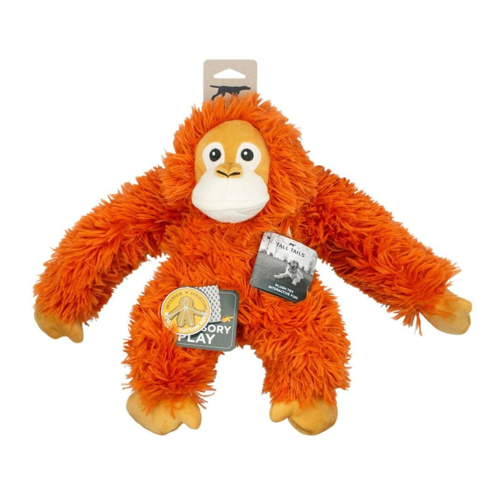 Tall Tails Dog Toy - Plush Orangutan with Rope Body & Squeaker - 14 Inch