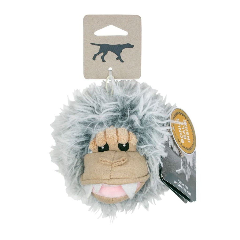 Tall Tails Dog Toy 2-in-1 Yeti Head with Squeaker - 4 inch Plush Fetch Ball