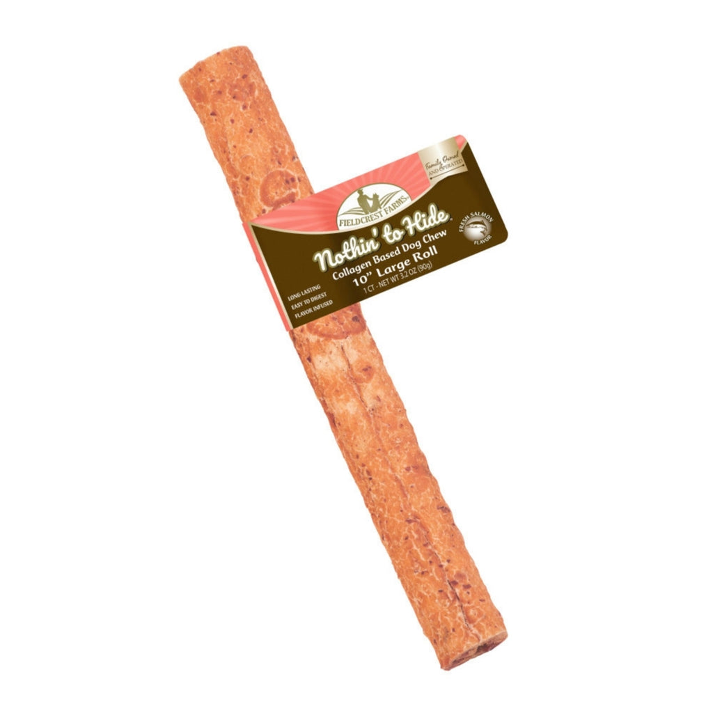 Fieldcrest Farms Nothin' to Hide 10" Salmon Collagen Roll Dog Chew