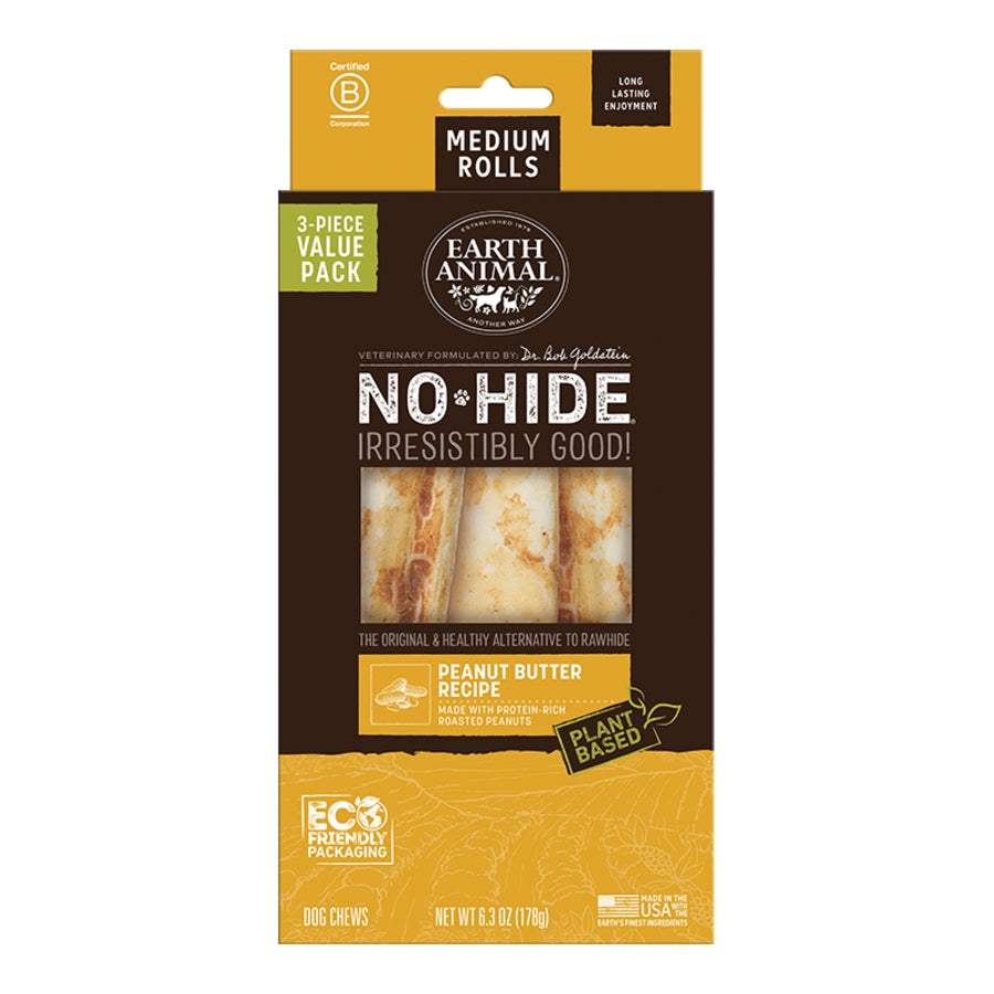 810132874017 Dog No-Hide Peanut Butter Rolls Treats - Med...