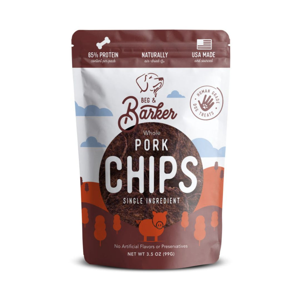 Beg & Barker Pork Heart Chips Dog Treats - 3.5 oz - All Natural, USA Sourced