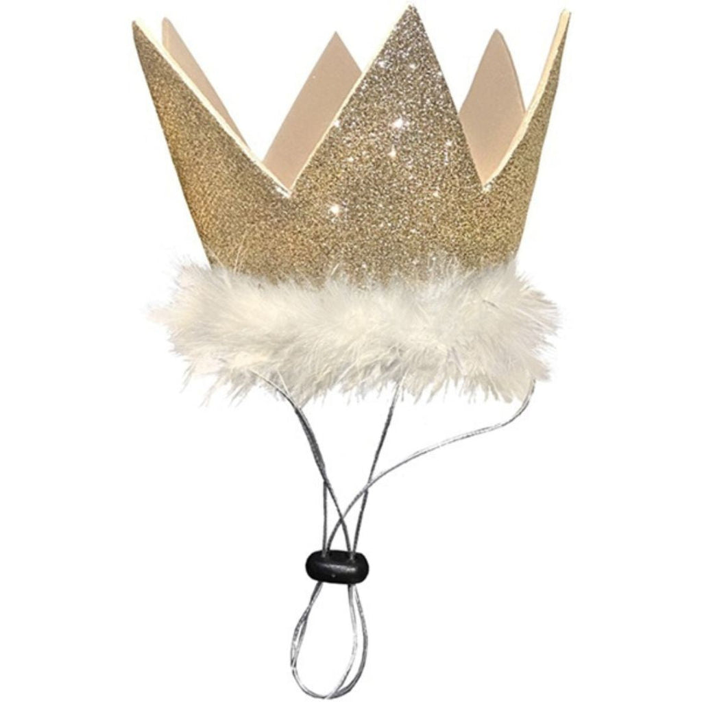 Huxley & Kent Pet Party Crown - Gold Glitter Crown Hat for Dogs & Cats - Large