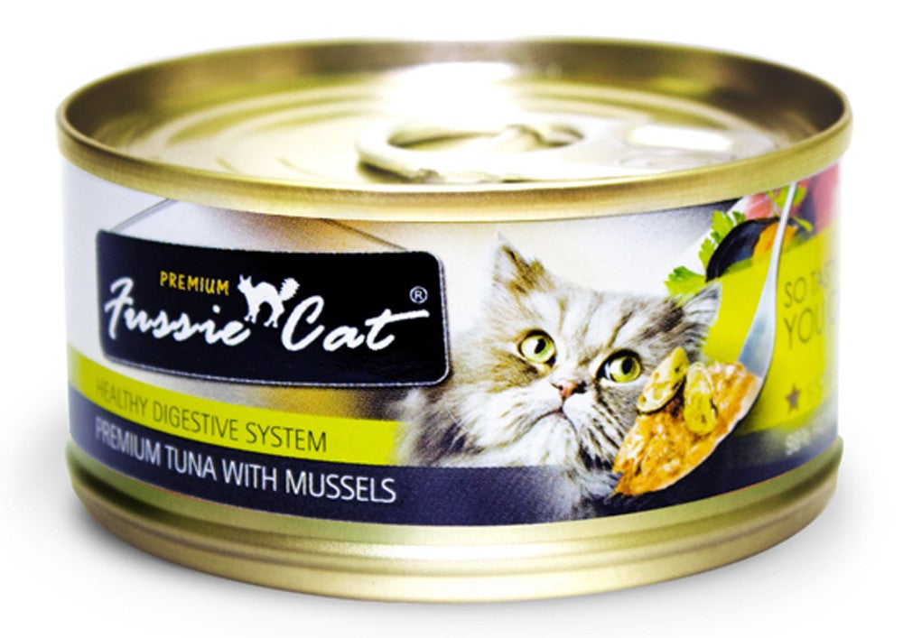 Fussie Cat Premium Tuna with Mussels in Aspic Grain-Free Wet Cat Food, 2.82 oz Can