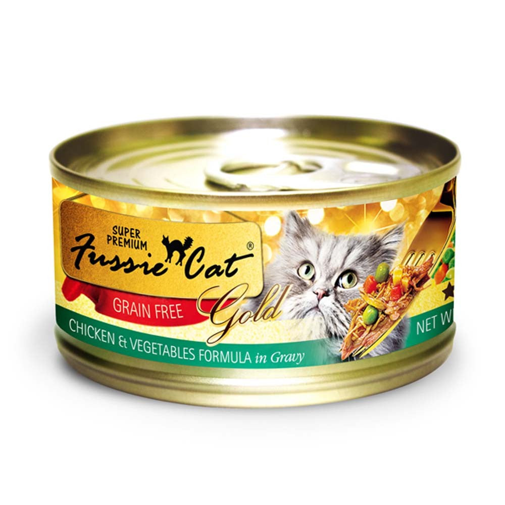 Fussie Cat Premium Chicken & Vegetables in Gravy Grain-Free Wet Cat Food, 2.8 oz Can