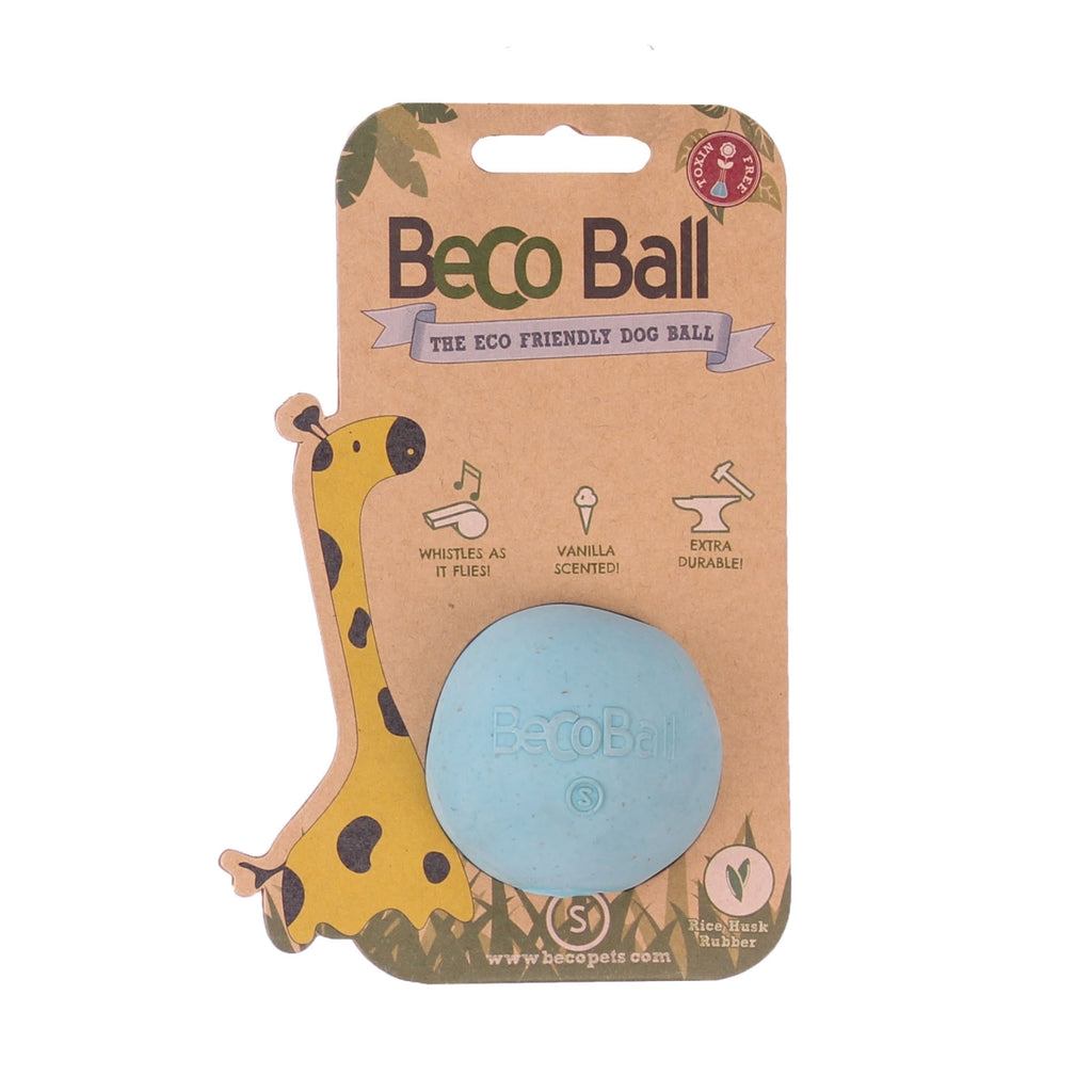 BecoThings Small Blue Becoball - Natural Rubber Dog Toy - Treat Dispensing, Eco-Friendly